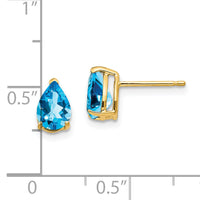 14k 7x5mm Pear Blue Topaz Earrings-XE80BT