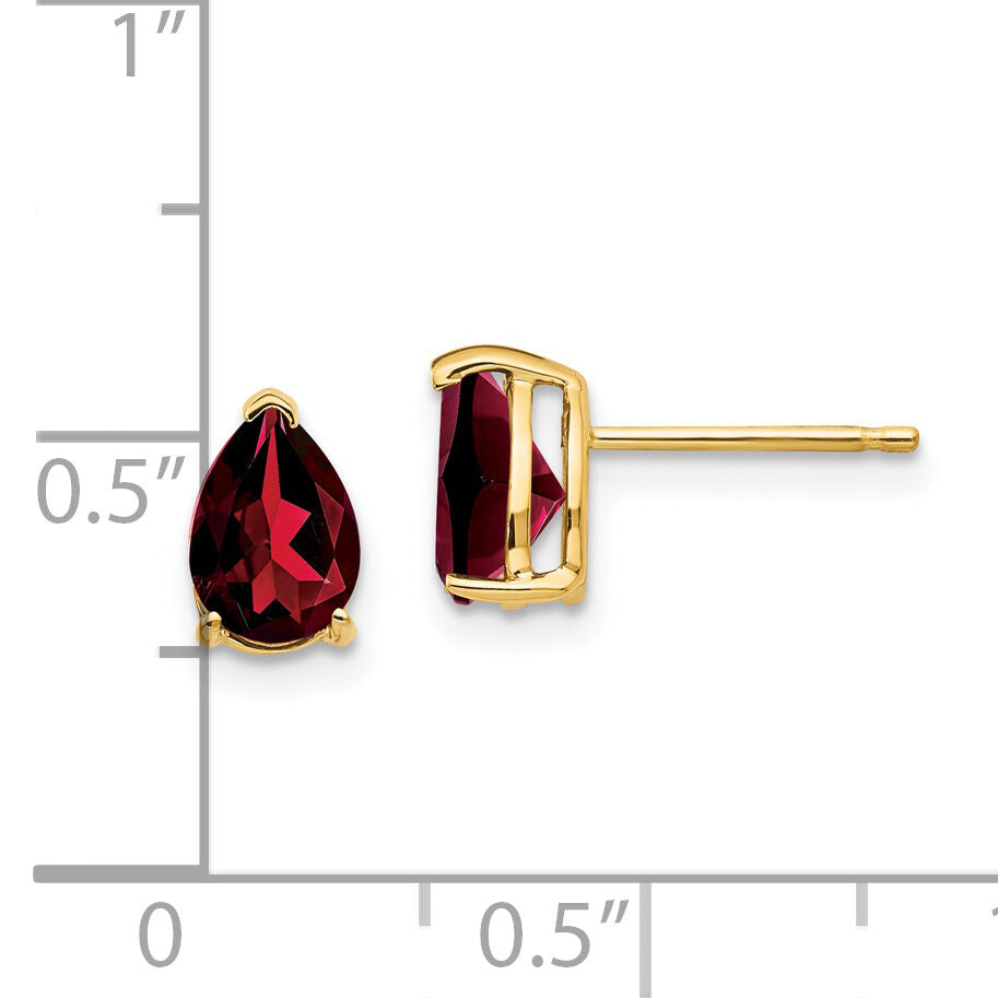 14k 7x5mm Pear Garnet Earrings-XE80GA