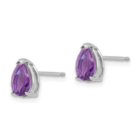 14k White Gold 7x5mm Pear Amethyst Earrings-XE80WAM