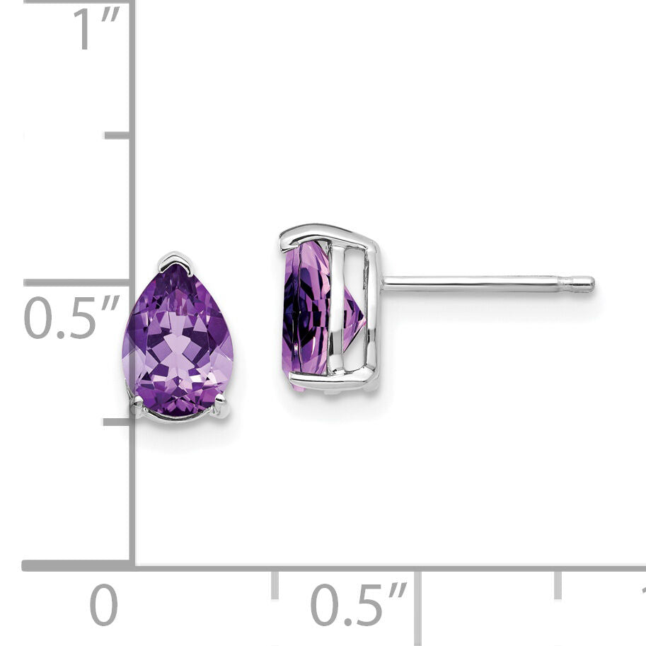 14k White Gold 7x5mm Pear Amethyst Earrings-XE80WAM