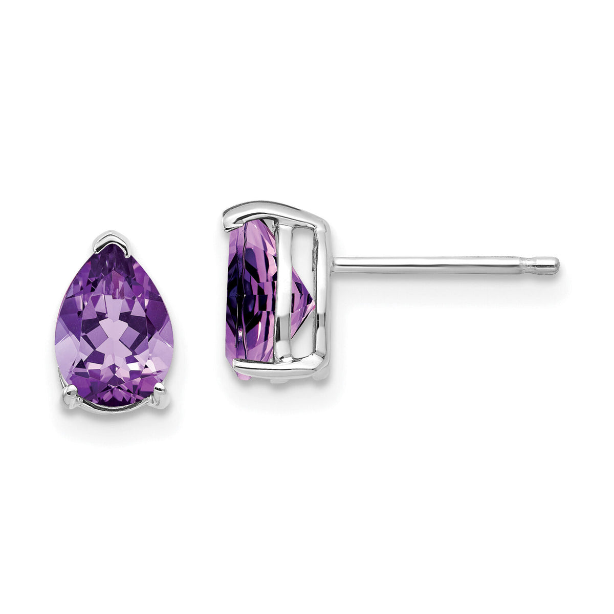14k White Gold 7x5mm Pear Amethyst Earrings-XE80WAM
