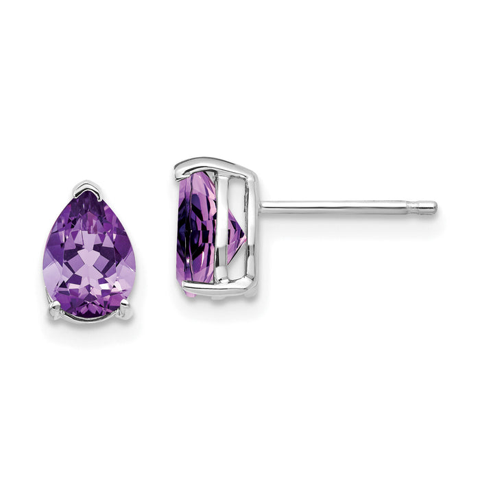 14k White Gold 7x5mm Pear Amethyst Earrings-XE80WAM