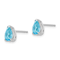 14k White Gold 7x5mm Pear Blue Topaz Earrings-XE80WBT
