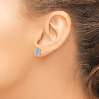 14k White Gold 7x5mm Pear Blue Topaz Earrings-XE80WBT