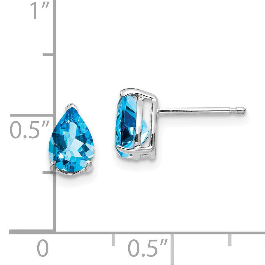 14k White Gold 7x5mm Pear Blue Topaz Earrings-XE80WBT