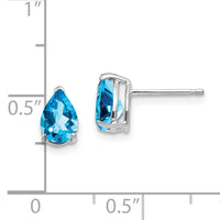 14k White Gold 7x5mm Pear Blue Topaz Earrings-XE80WBT