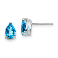 14k White Gold 7x5mm Pear Blue Topaz Earrings-XE80WBT