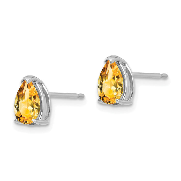 14k White Gold 7x5mm Pear Citrine Earrings-XE80WCI
