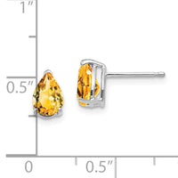 14k White Gold 7x5mm Pear Citrine Earrings-XE80WCI