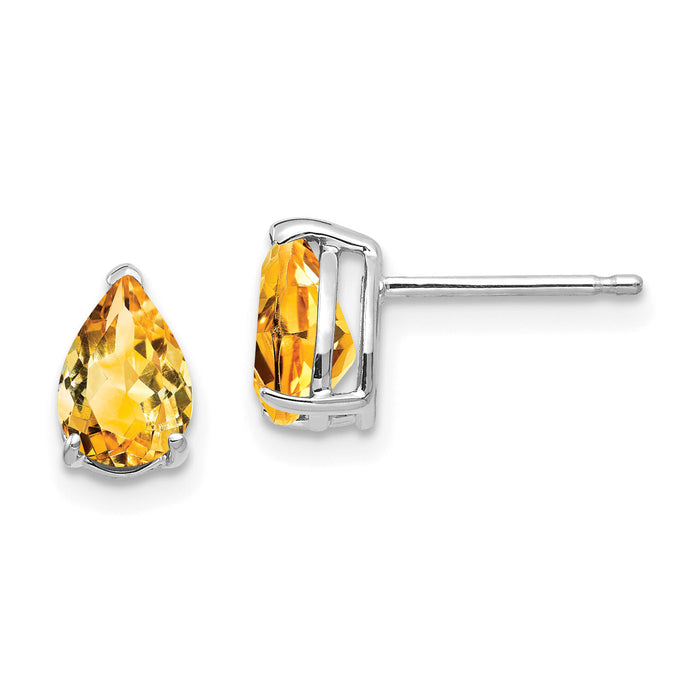 14k White Gold 7x5mm Pear Citrine Earrings-XE80WCI