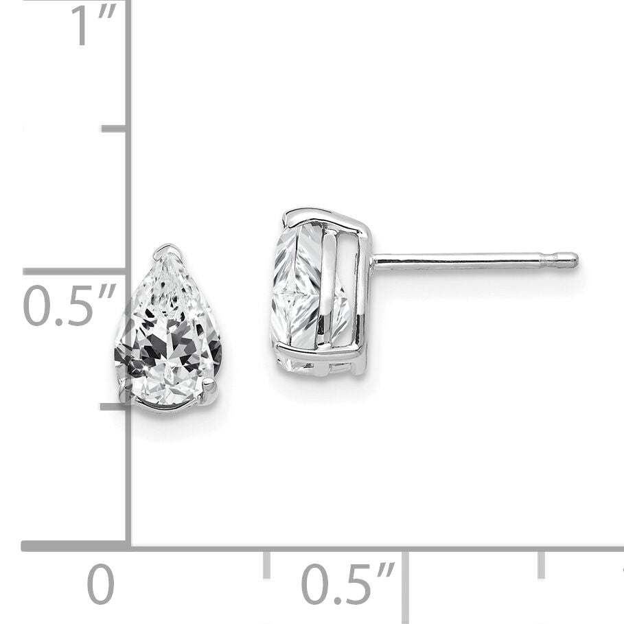 14k White Gold 7x5mm Pear Cubic Zirconia Earrings-XE80WCZ