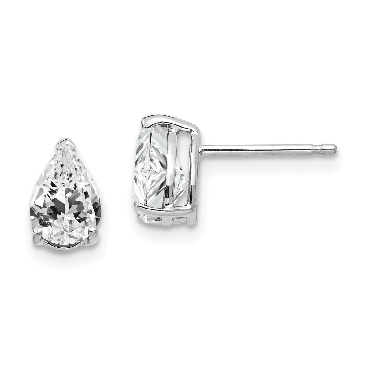 14k White Gold 7x5mm Pear Cubic Zirconia Earrings-XE80WCZ