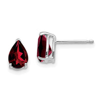 14k White Gold 7x5mm Pear Garnet Earrings-XE80WGA