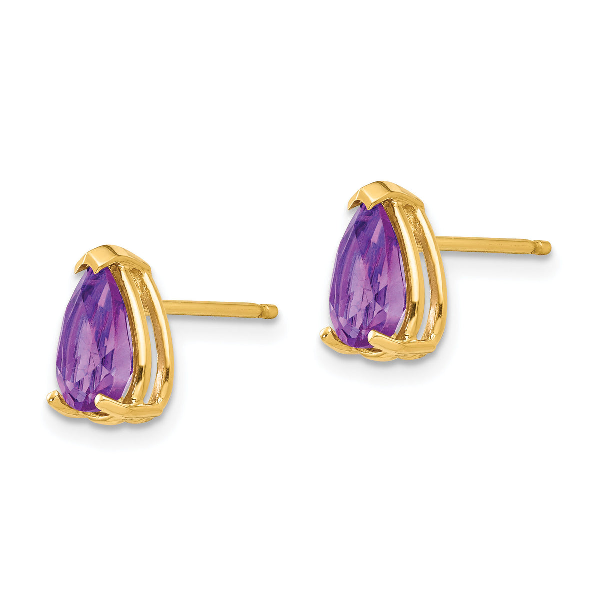 14k 8x5mm Pear Amethyst Earrings-XE81AM