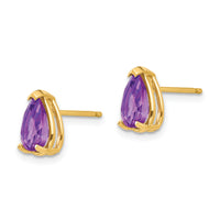 14k 8x5mm Pear Amethyst Earrings-XE81AM