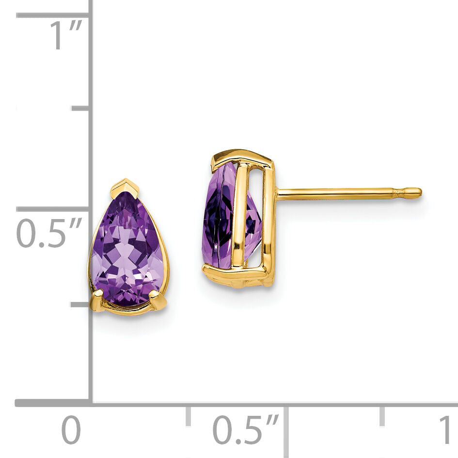 14k 8x5mm Pear Amethyst Earrings-XE81AM