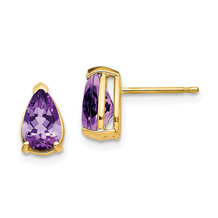 14k 8x5mm Pear Amethyst Earrings-XE81AM