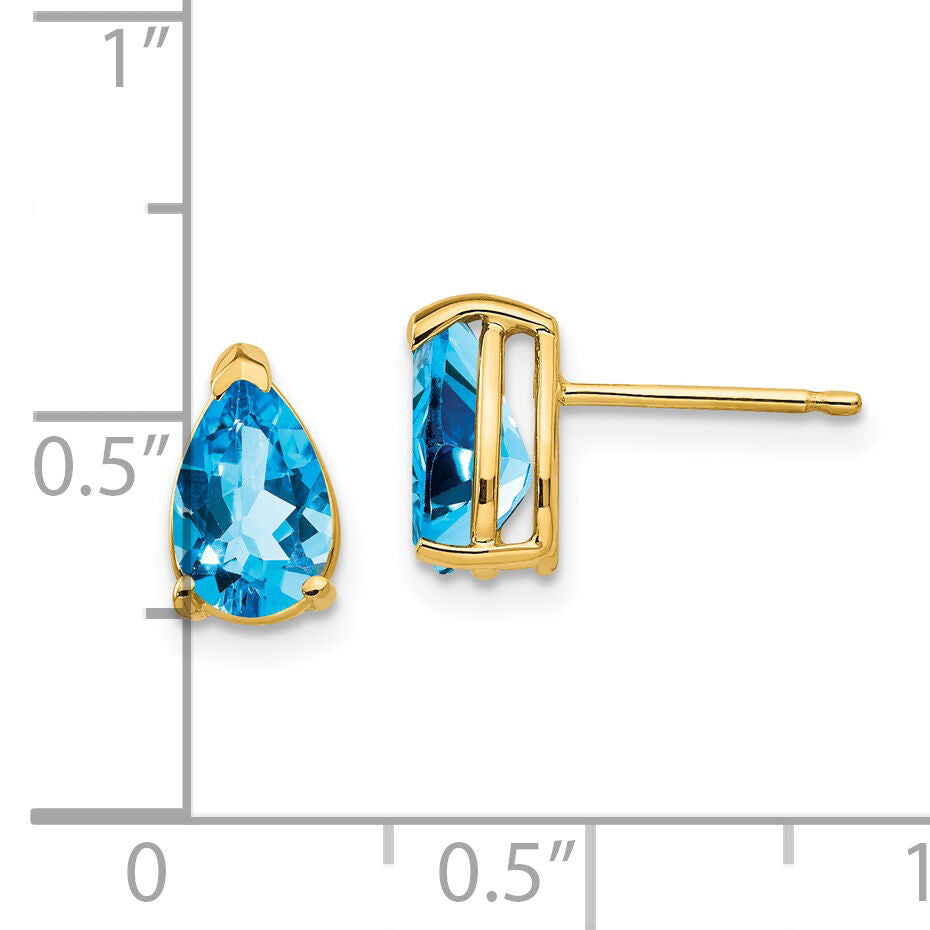 14k 8x5mm Pear Blue Topaz Earrings-XE81BT
