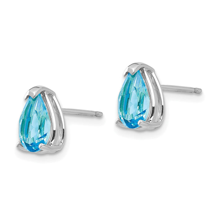 14k White Gold 8x5mm Pear Blue Topaz Earrings-XE81WBT