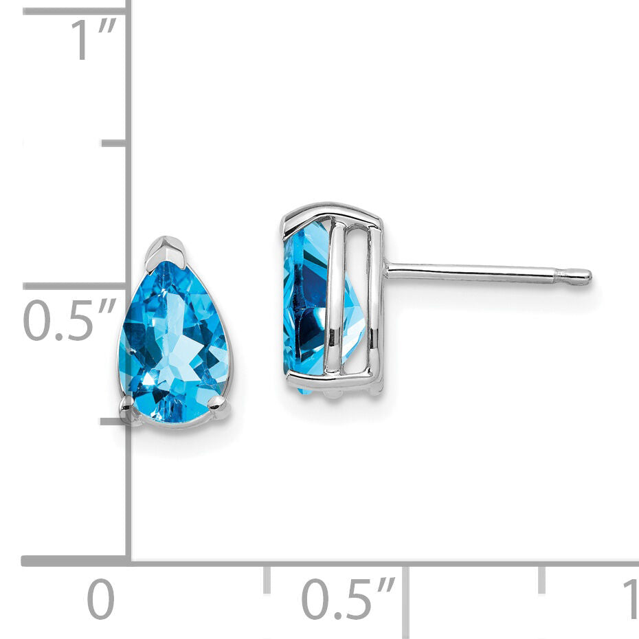 14k White Gold 8x5mm Pear Blue Topaz Earrings-XE81WBT