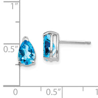 14k White Gold 8x5mm Pear Blue Topaz Earrings-XE81WBT