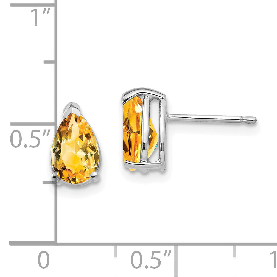 14k White Gold 8x5mm Pear Citrine Earrings-XE81WCI