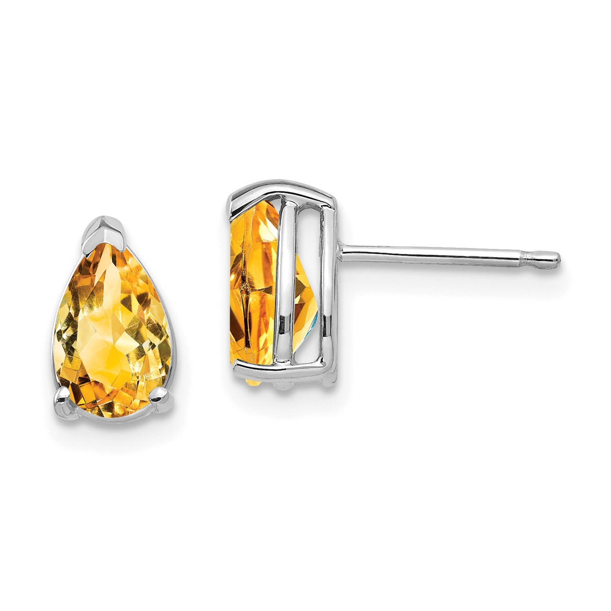 14k White Gold 8x5mm Pear Citrine Earrings-XE81WCI