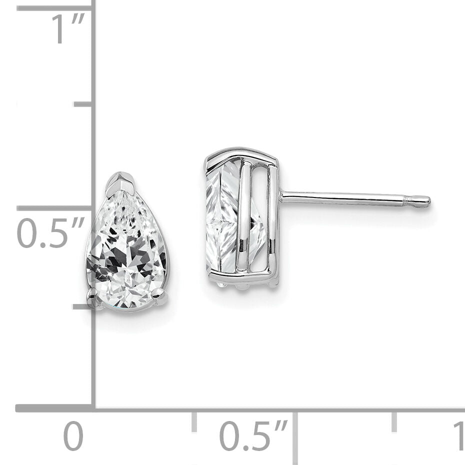 14k White Gold 8x5mm Pear Cubic Zirconia Earrings-XE81WCZ