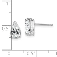14k White Gold 8x5mm Pear Cubic Zirconia Earrings-XE81WCZ