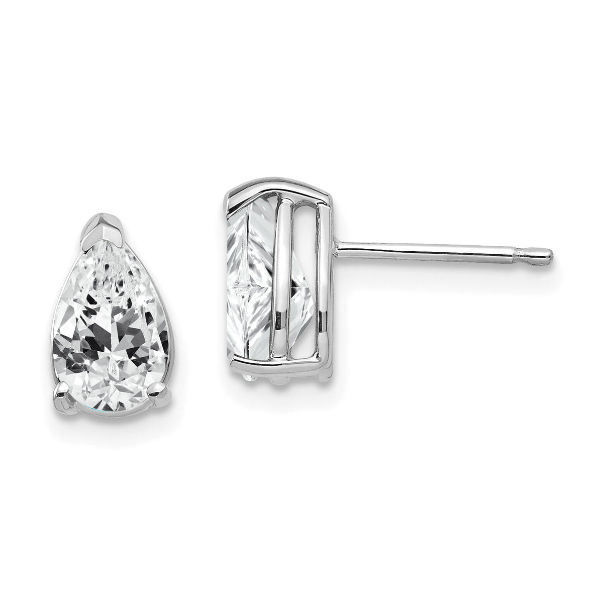 14k White Gold 8x5mm Pear Cubic Zirconia Earrings-XE81WCZ
