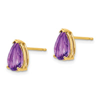 14k 9x6mm Pear Amethyst Earrings-XE82AM