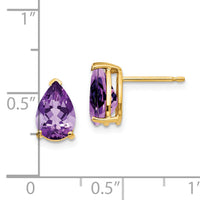 14k 9x6mm Pear Amethyst Earrings-XE82AM