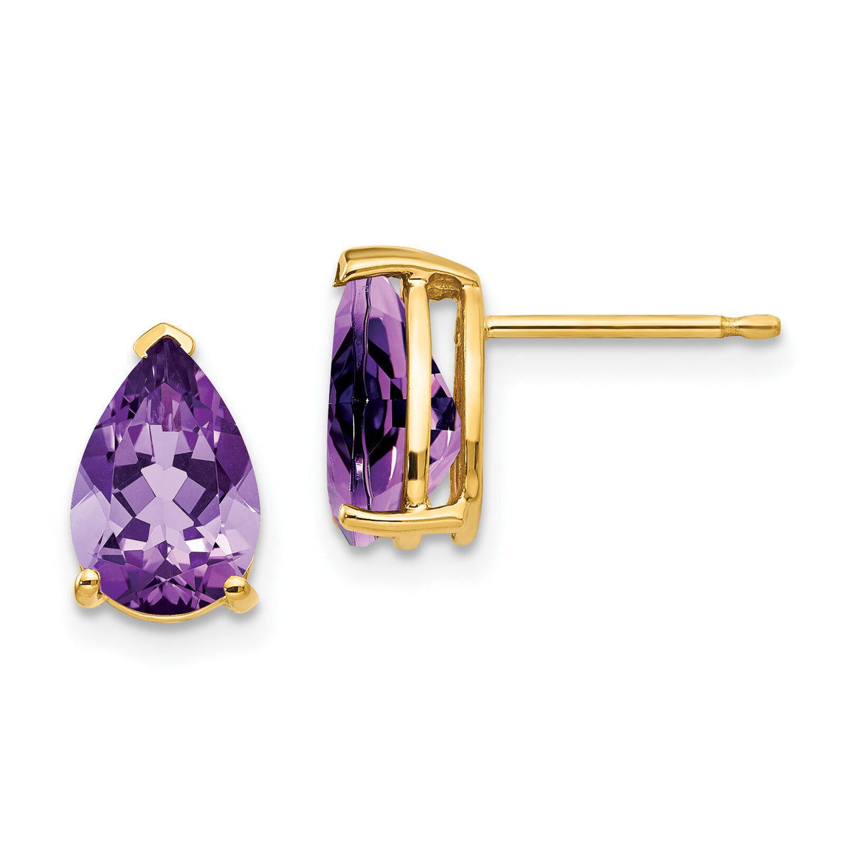 14k 9x6mm Pear Amethyst Earrings-XE82AM