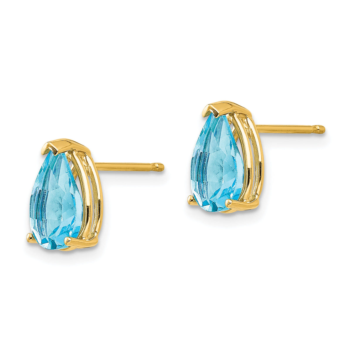 14k 9x6mm Pear Blue Topaz Earrings-XE82BT