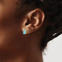14k 9x6mm Pear Blue Topaz Earrings-XE82BT