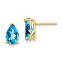 14k 9x6mm Pear Blue Topaz Earrings-XE82BT