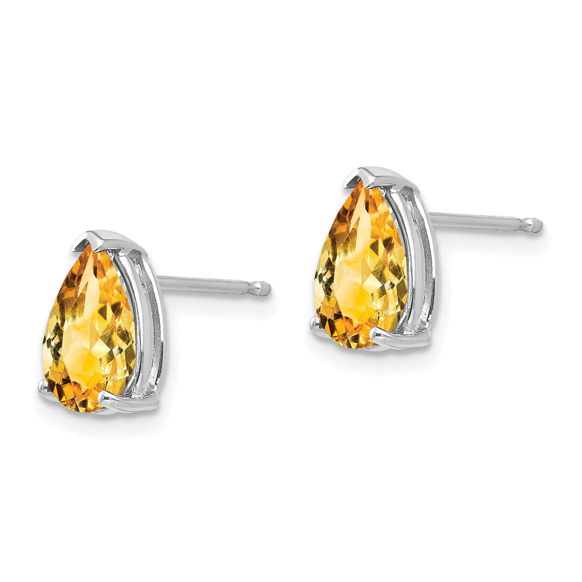 14k White Gold 9x6mm Pear Citrine Earrings-XE82WCI