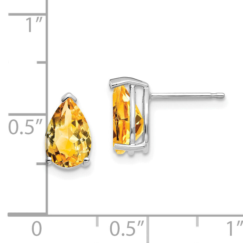 14k White Gold 9x6mm Pear Citrine Earrings-XE82WCI