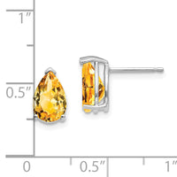 14k White Gold 9x6mm Pear Citrine Earrings-XE82WCI