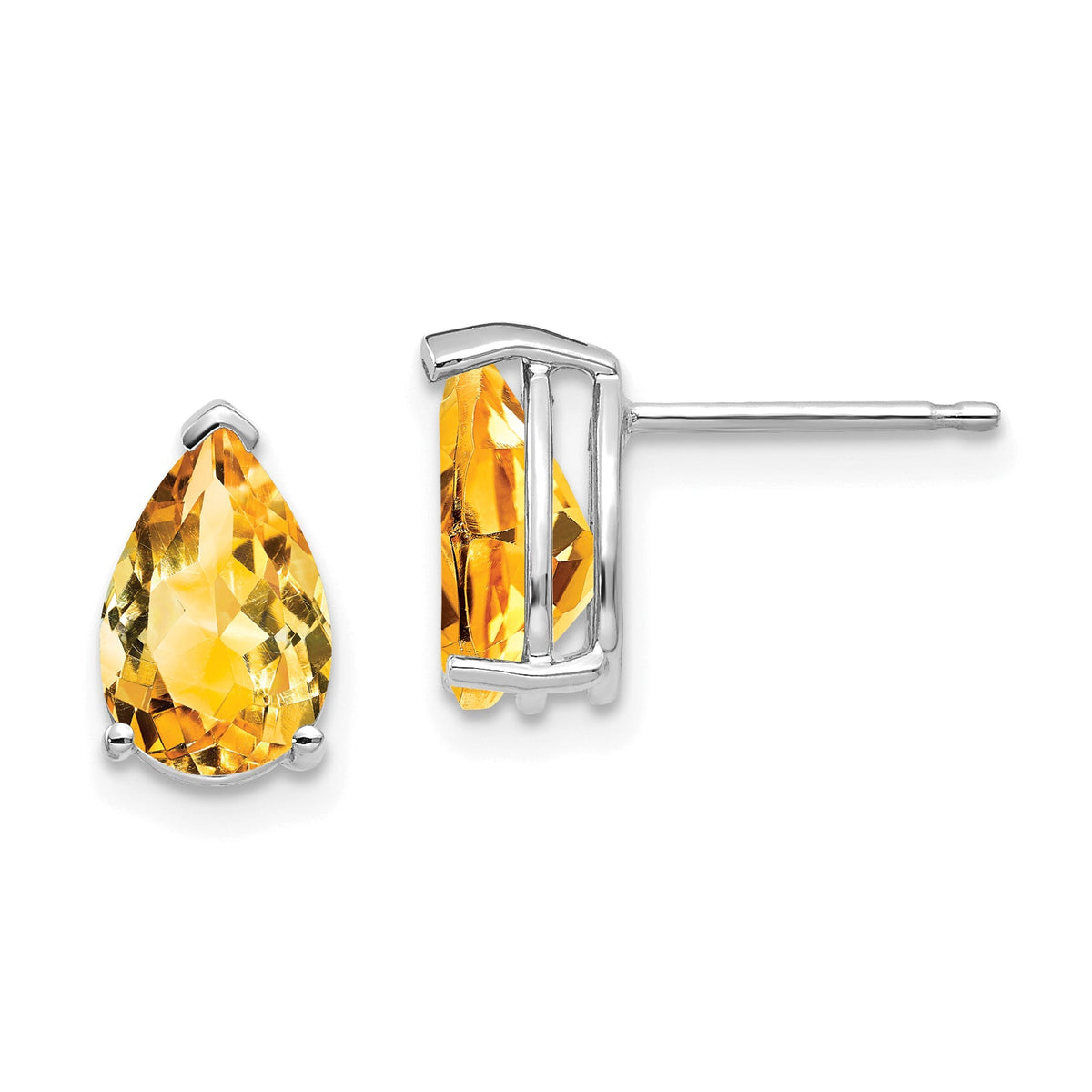 14k White Gold 9x6mm Pear Citrine Earrings-XE82WCI