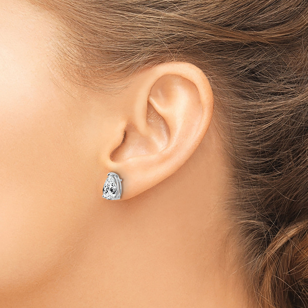 14k White Gold 9x6mm Pear Cubic Zirconia Earrings-XE82WCZ
