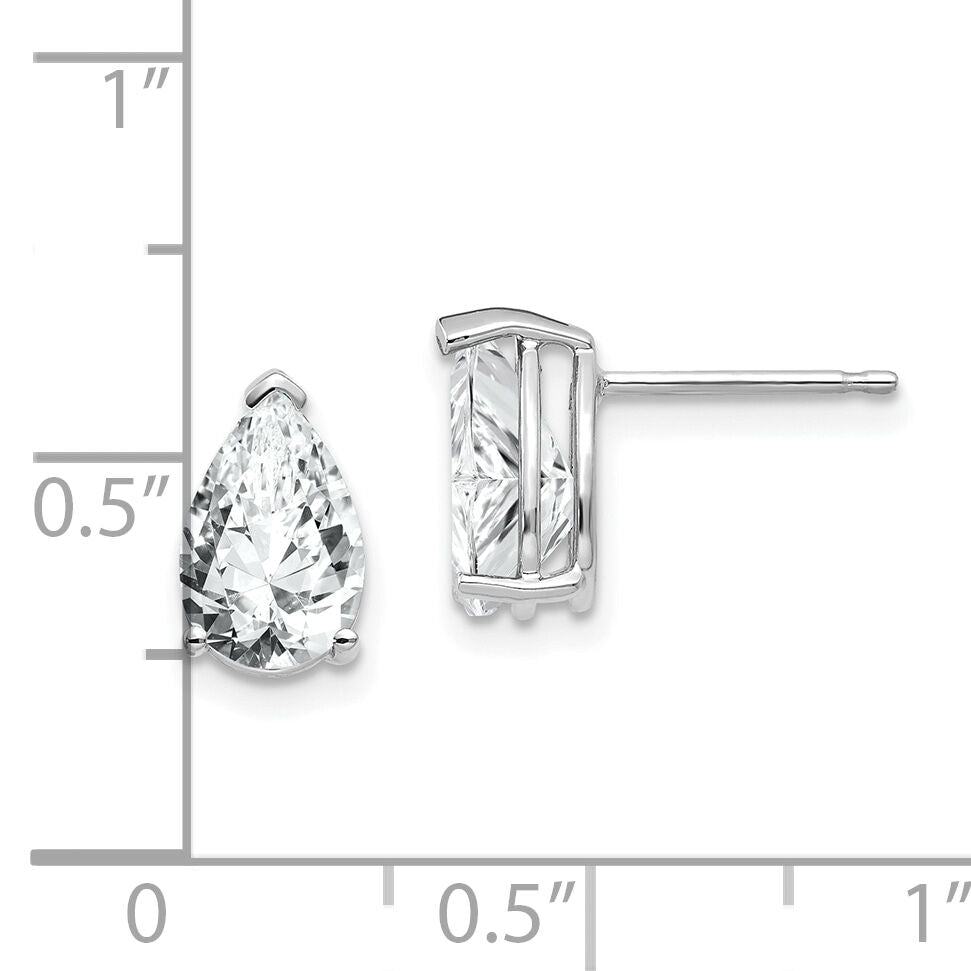 14k White Gold 9x6mm Pear Cubic Zirconia Earrings-XE82WCZ