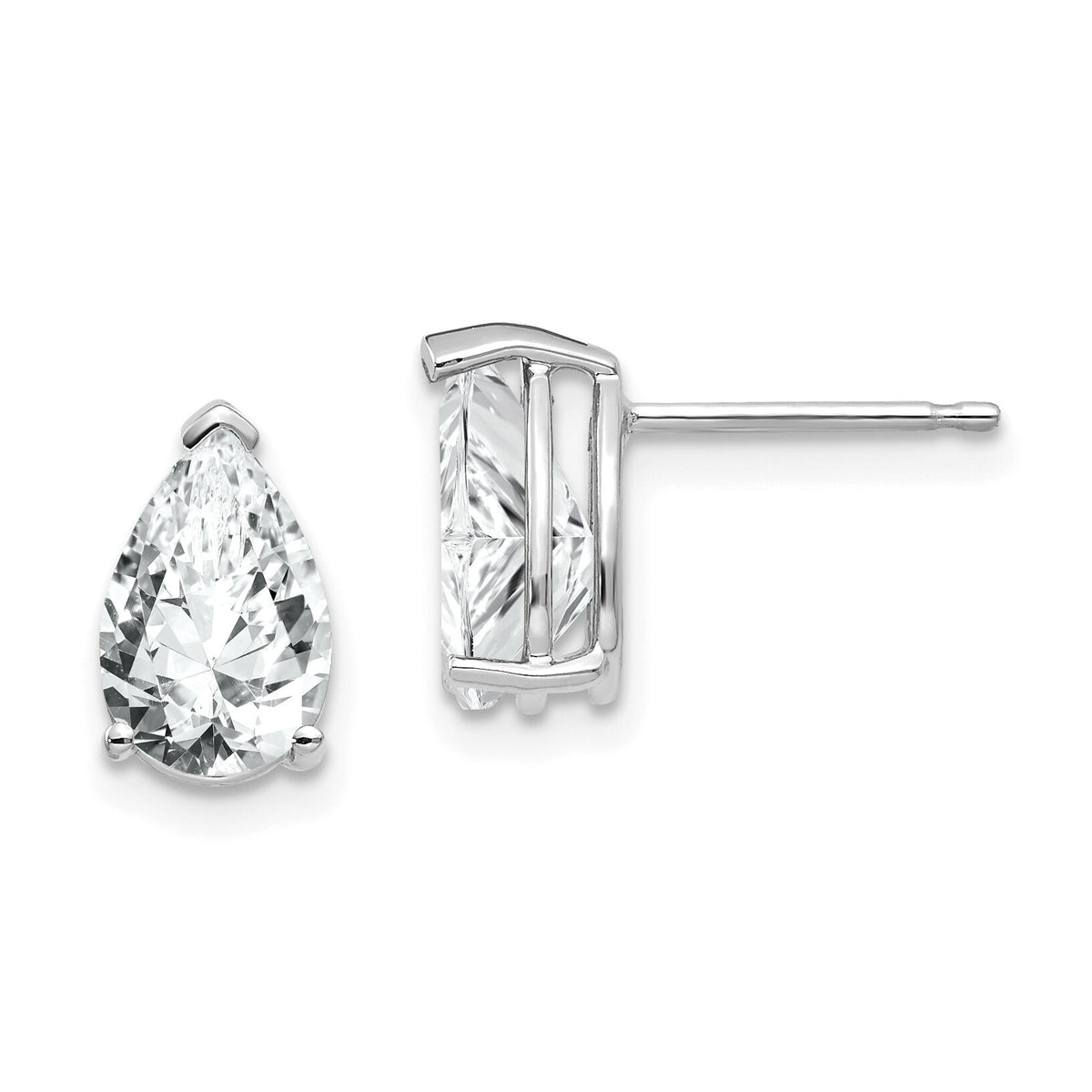 14k White Gold 9x6mm Pear Cubic Zirconia Earrings-XE82WCZ