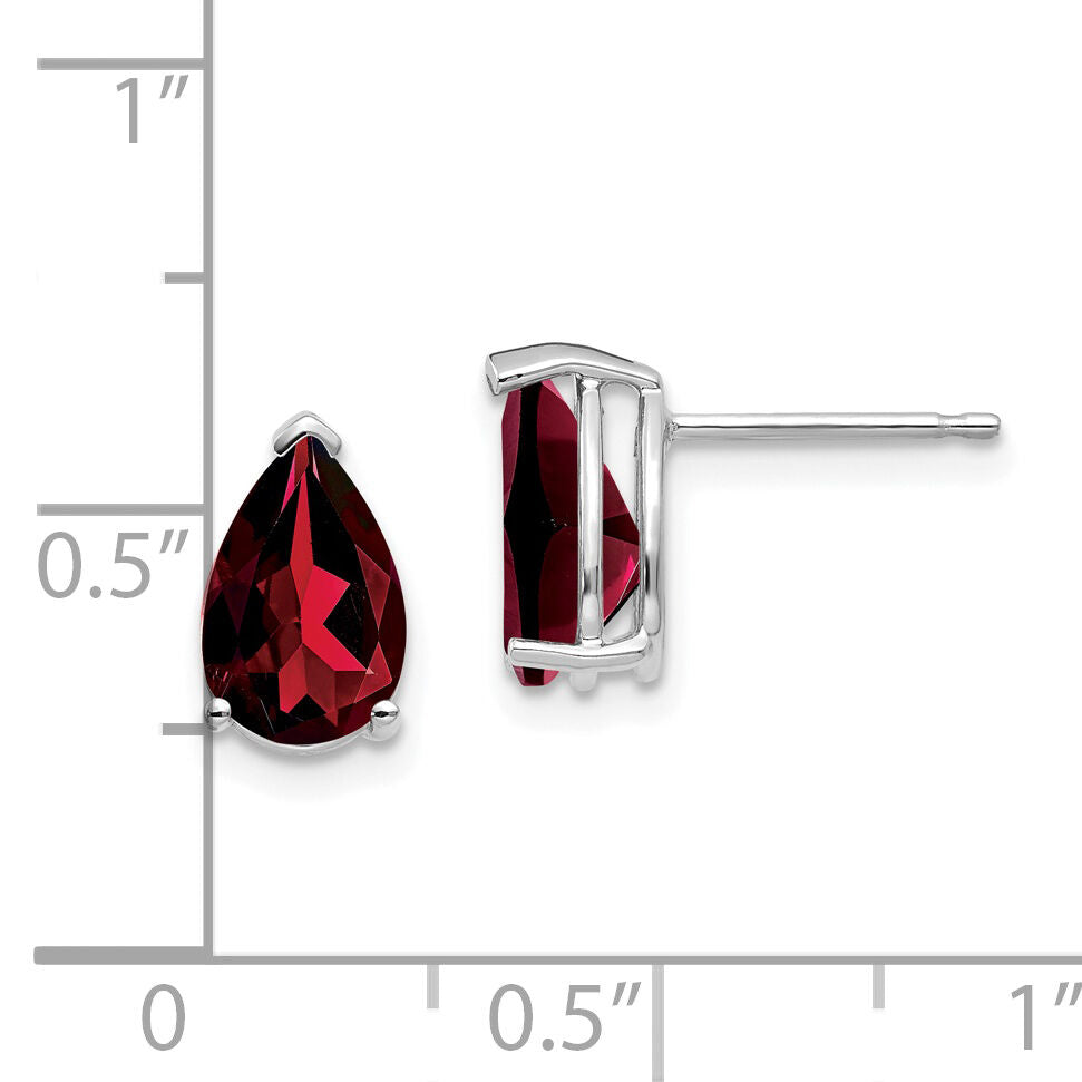 14k White Gold 9x6mm Pear Garnet Earrings-XE82WGA