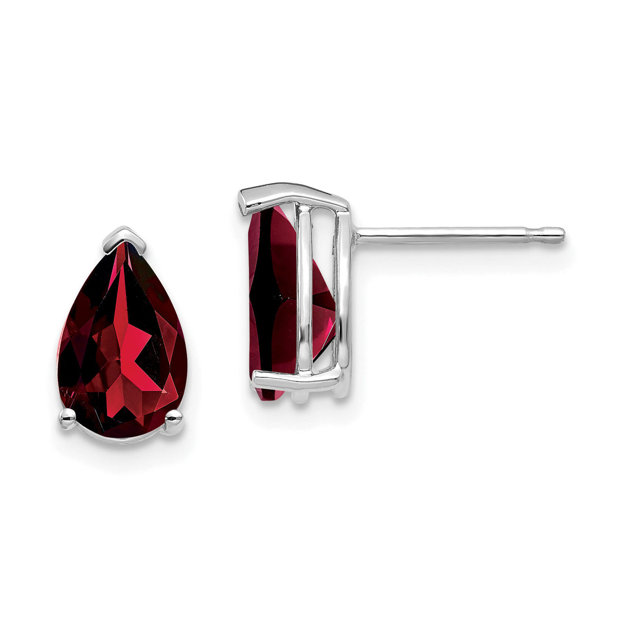 14k White Gold 9x6mm Pear Garnet Earrings-XE82WGA