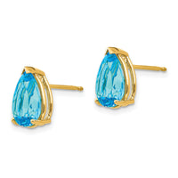 14k 10x7mm Pear Blue Topaz Earrings-XE83BT