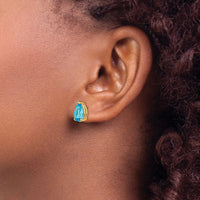 14k 10x7mm Pear Blue Topaz Earrings-XE83BT