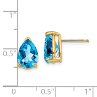 14k 10x7mm Pear Blue Topaz Earrings-XE83BT