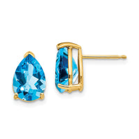 14k 10x7mm Pear Blue Topaz Earrings-XE83BT