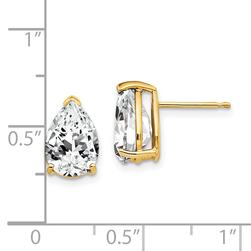 14k 10x7mm Pear Cubic Zirconia Earrings-XE83CZ